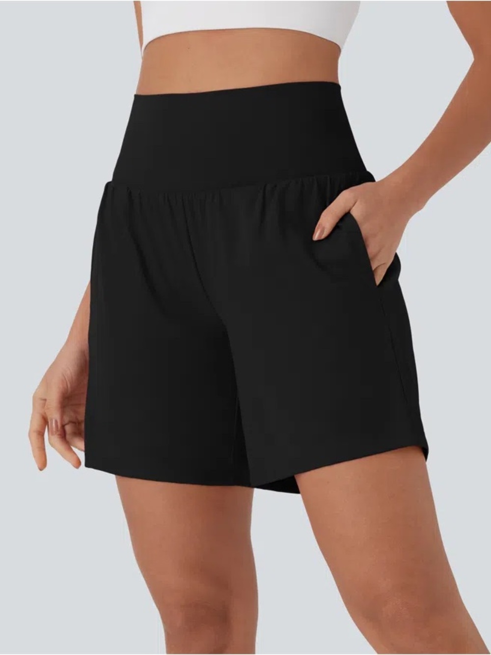 Halara SoftlyZero Airy Super High Waisted 2-in-1 InstantCool Yoga Shorts 7"